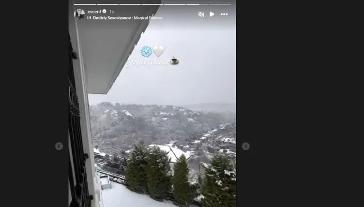 Fahriye Evcen’den görenleri mest eden kar manzarası! Hem kendini paylaştı hem evini: Bu güzellik gerçek mi?