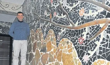 Merdiven duvarlarına sanat eseri yaptı