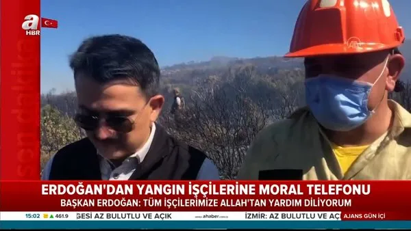 Son Dakika | Cumhurbaşkanı Erdoğan'dan yangınla mücadele eden işçilere moral telefonu | Video