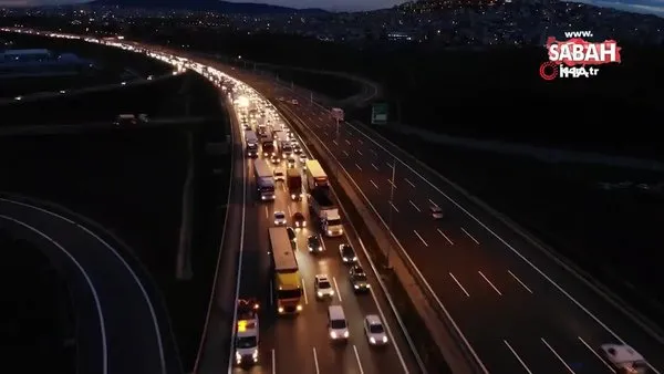 Kuzey Marmara Otoyolunda korkutan kaza... Kilometrelerce kuyruk oluştu | Video