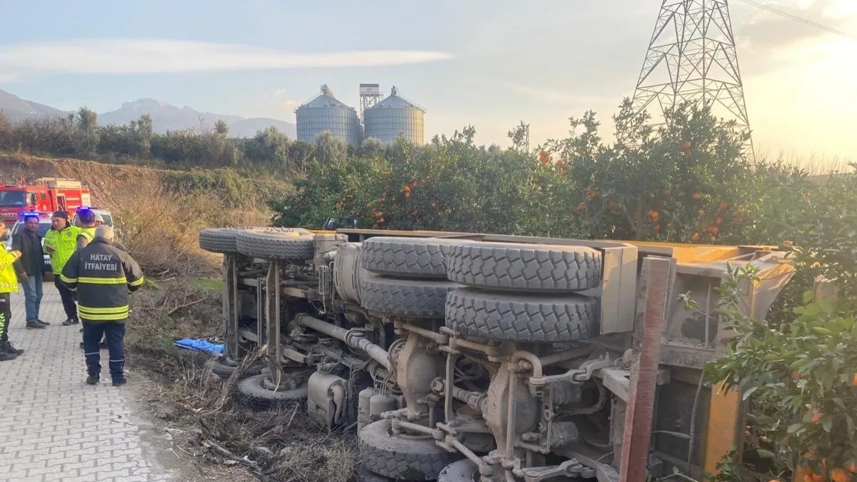 Hatay'da kamyon narenciye bahçesine devrildi: Sürücüsü yaralandı! Hatay'da kamyon narenciye bahçesine devrildi: Sürücüsü yaralandı!