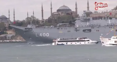TCG Anadolu gemisi, İstanbul Boğazı’nda seyretti | Video