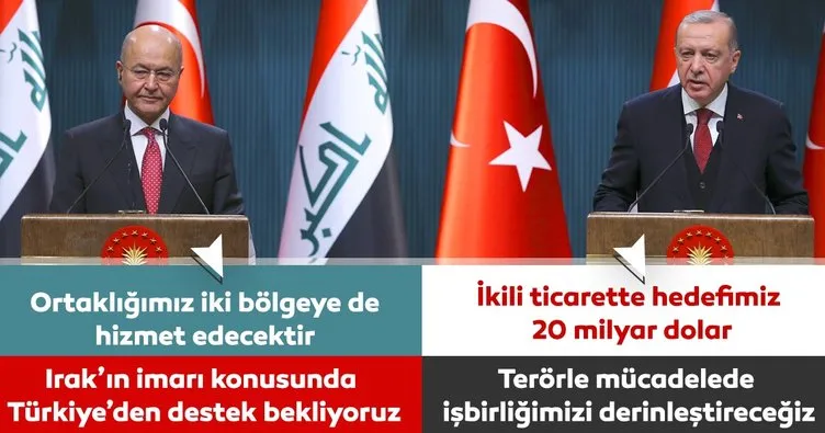 Erdoğan ve Irak Cumhurbaşkanı Salih'ten ortak basın toplantısı