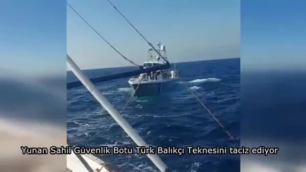 Ege'de Türk balıkçı teknesine Yunan tacizi! Sahil Güvenlik devreye girince kaçtılar | VİDEO