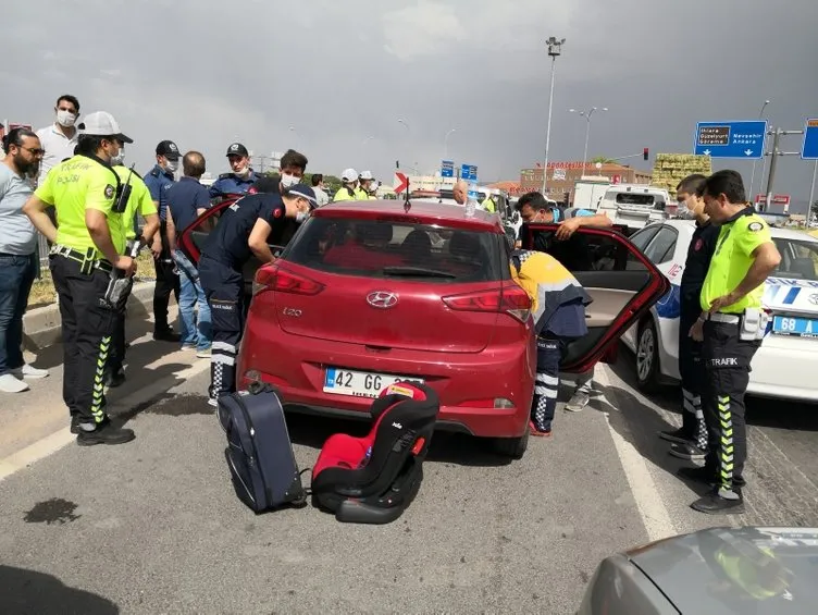 Konya'da dehşete düşüren olay! Çocuğuyla kaçan anneyi polisler kapanla durdurdu