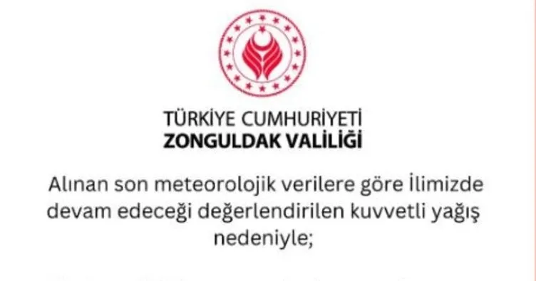 Zonguldak Valiliği’nden son dakika uyarısı!