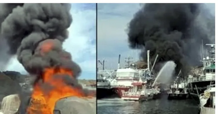 Balıkçıların ağları alev alev yandı