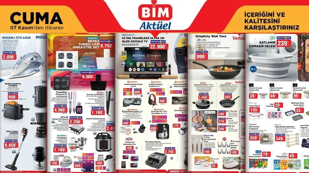 BİM aktüel bu cuma satışta! 7 Kasım BİM’de neler var, indirimli mi? Düdüklü tencere, ankastre set...