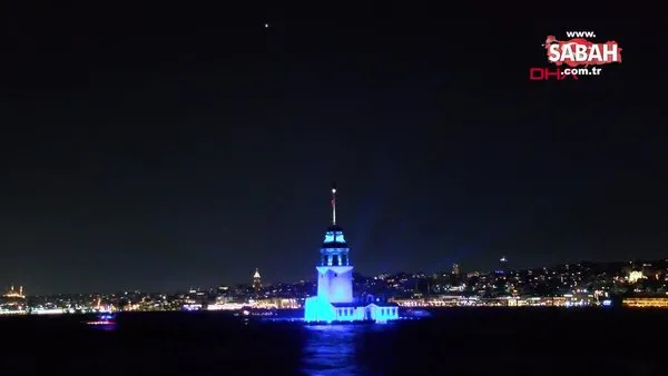 Kız Kulesi'nde ışık ve lazer gösterisi düzenlendi | Video