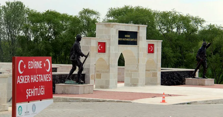 Edirne şehitliğindeki masalar çalındı