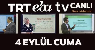 TRT EBA TV izle! 4 Eylül Cuma Ortaokul, İlkokul, Lise dersleri ’Uzaktan Eğitim’ canlı yayın... EBA TV ders programı | Video