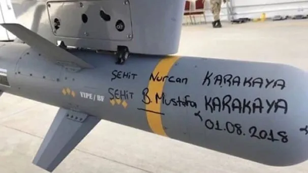 Füzenin üzerine şehit anne ve bebeğinin ismi yazıldı