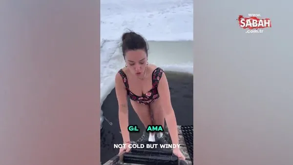 Pelin Akil, buz gibi sulara kendini böyle bıraktı | Video