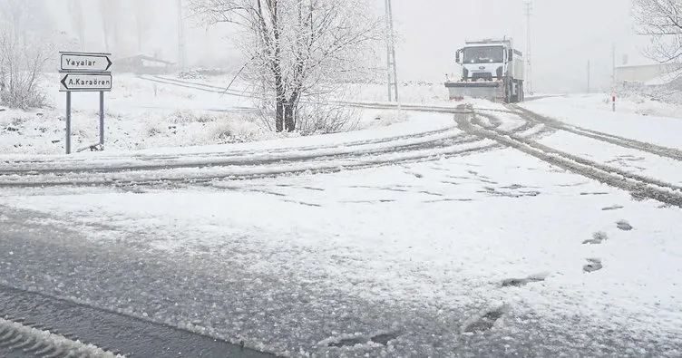 Kazan zirvesinde karla mücadele