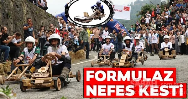 Rize'de düzenlenen 'Formulaz' tahta araba yarışları nefes kesti