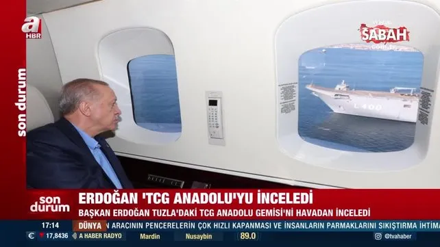 Başkan Erdoğan TCG Anadolu Gemisi'ni havadan inceledi | Video