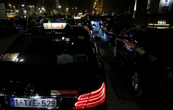 Brüksel'de Uber protestosu