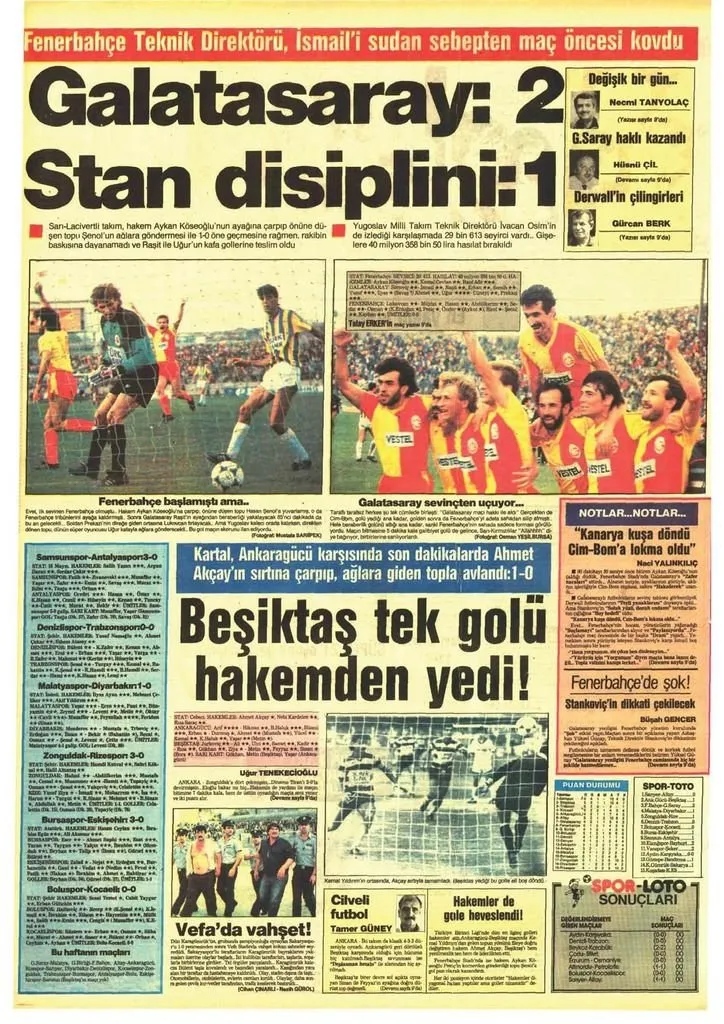 1986 Dan Beri Fenerbahce Galatasaray Derbisinin Mansetleri Galeri Spor