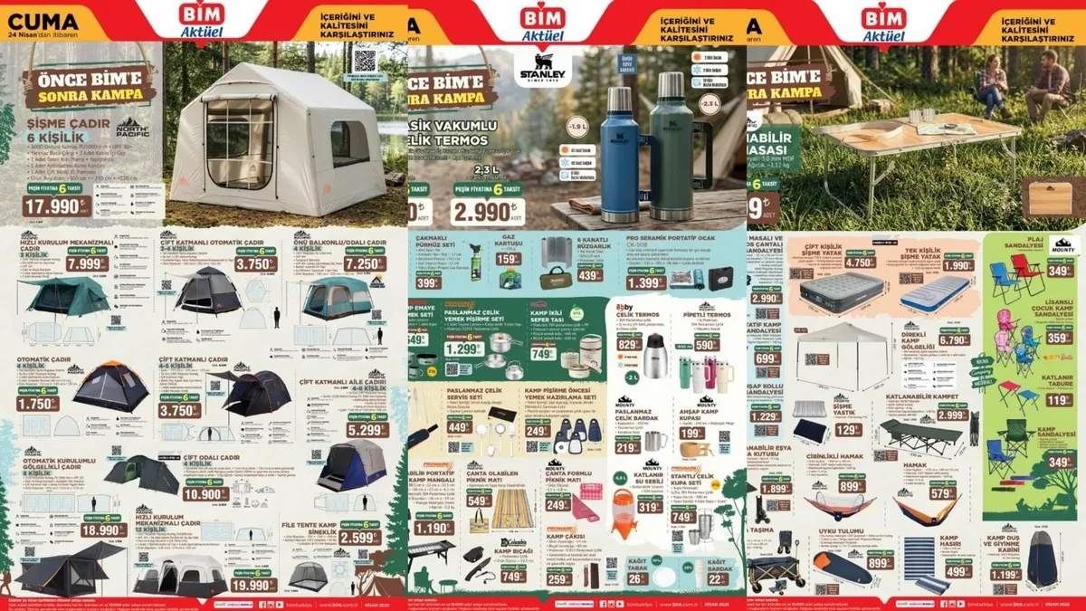 BİM AKTÜEL SALI-CUMA İNDİRİMLERİ! 21-24 Nisan bu hafta BİM’de: Termos,kamp sandalyesi, çadır...