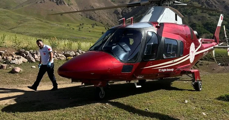 Ambulans helikopter arı sokması sonucu bilinç kaybı yaşayan hastaya yetişti
