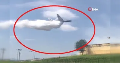 Sakarya’daki patlamaya yangın söndürme uçağının müdahale anı kamerada | Video