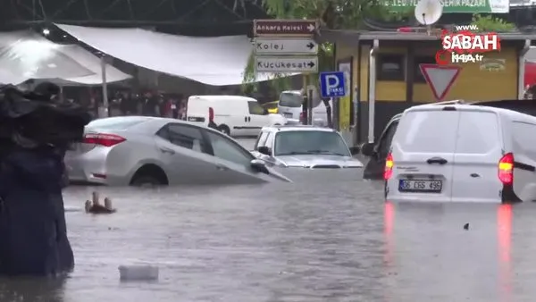 Ankara’da sağanak yağış sele neden oldu! Sürücüler suya gömülen araçlarının içinde mahsur kaldı! İşte o anlar... | Video