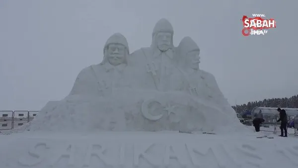 90 bin askerin kardan heykelleri tamamlandı