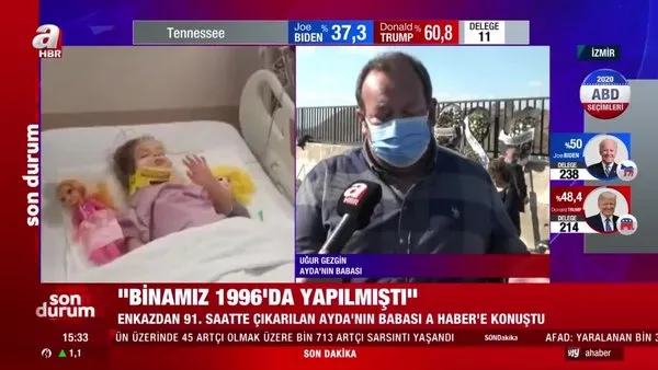 İzmir'de deprem enkazından 91 saat sonra kurtarılan Ayda'nın babası Uğur Gezgin, A Haber'e konuştu | Video