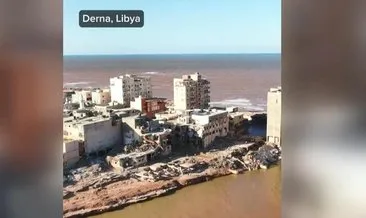 Libya Kızılayı, sel sonrası oluşan enkazı böyle görüntüledi