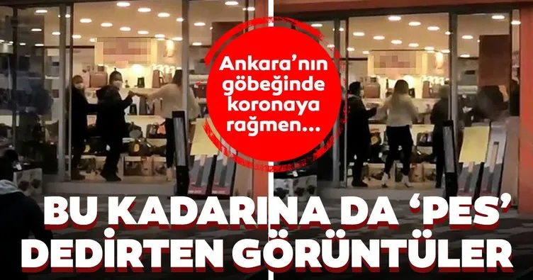 Son dakika: Ankara’nın göbeğinde koronaya rağmen mağazada halay çektiler...