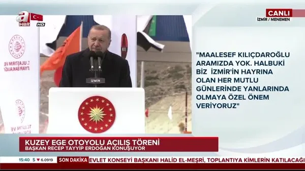 Başkan Erdoğan'dan Menemen-Aliağa-Çandarlı Otoyolu Açılış Töreni'nde önemli açıklamalar | Video
