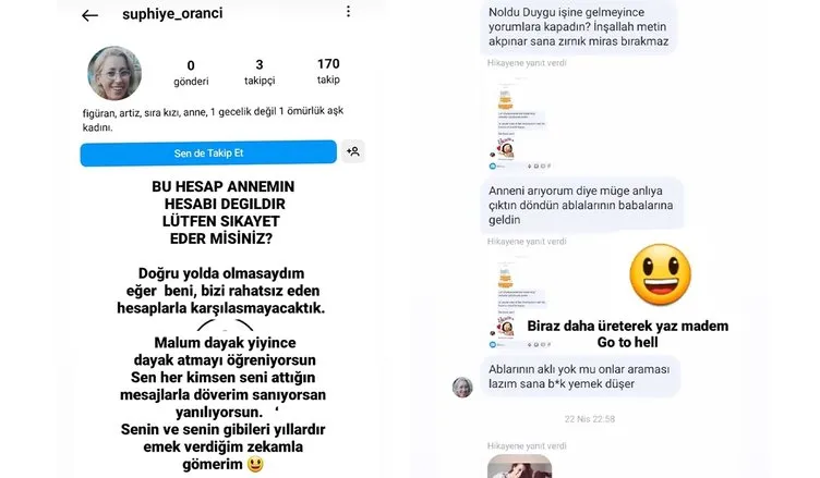Suphiye Orancı adlı hesaptan mesaj: İnşallah Metin Akpınar sana zırnık miras bırakmaz!