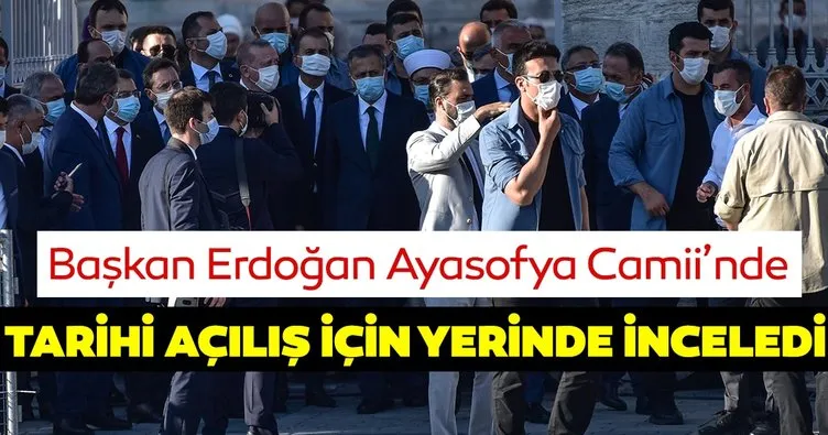 Son dakika: Başkan Erdoğan ve Bahçeli Ayasofya Camii’nde incelemelerde bulundu