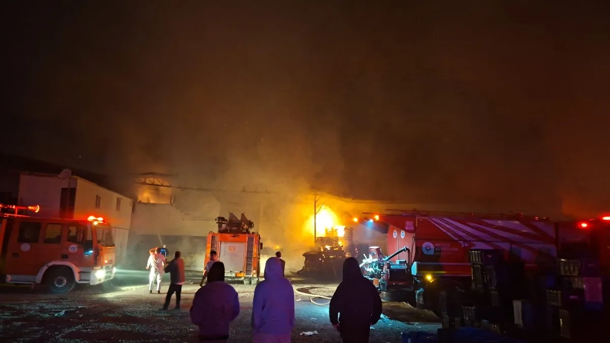 Antalya’da paketleme fabrikası yandı