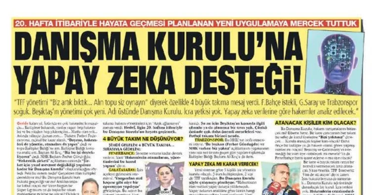 Hakem atamaları yapay zekâdan!