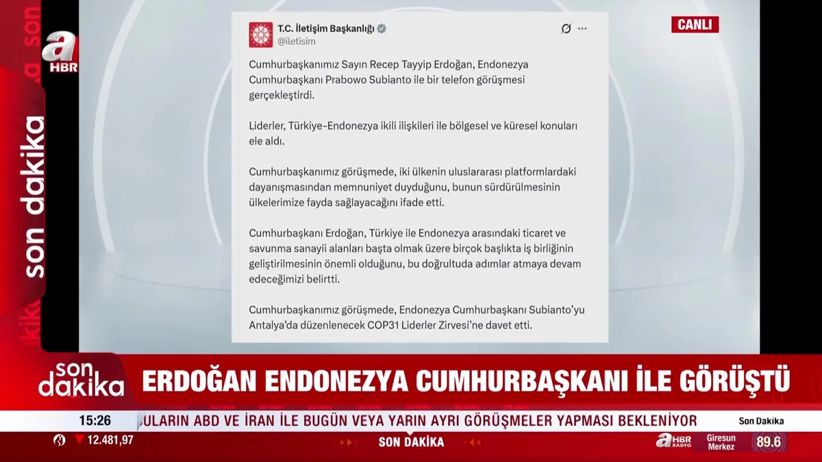 Başkan Erdoğan Endonezya Cumhurbaşkanı ile görüştü | Video