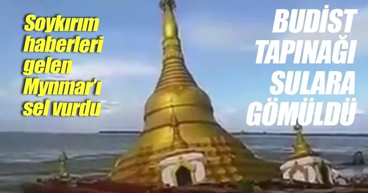Myanmar’daki Budist tapınağı sulara gömüldü