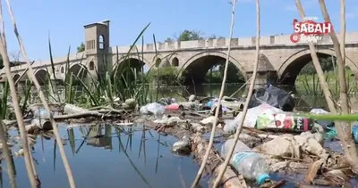 Tunca Nehri’nin debisi düştü, çöpler ortaya çıktı | Video