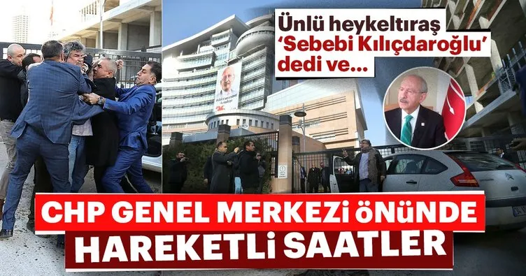 Heykeltıraş Ragıp Çiçen CHP Genel Merkezi önünde kendisini yakmaya çalıştı