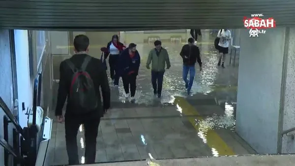 Ankara'da kuvvetli yağış sonrası metroyu su bastı! | Video