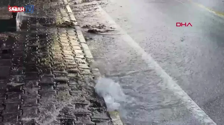 Bodrum'da isale hattı patladı, tonlarca su boşa aktı | Video