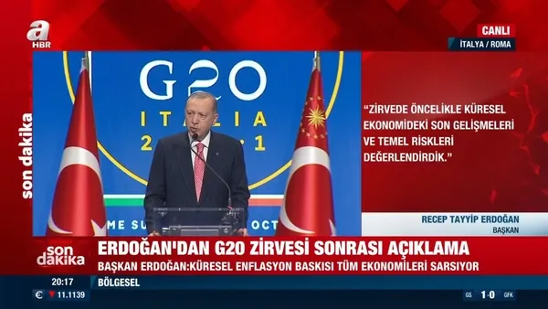 Başkan Erdoğan'dan G20'deki kritik görüşmelerle ilgili açıklama - 1
