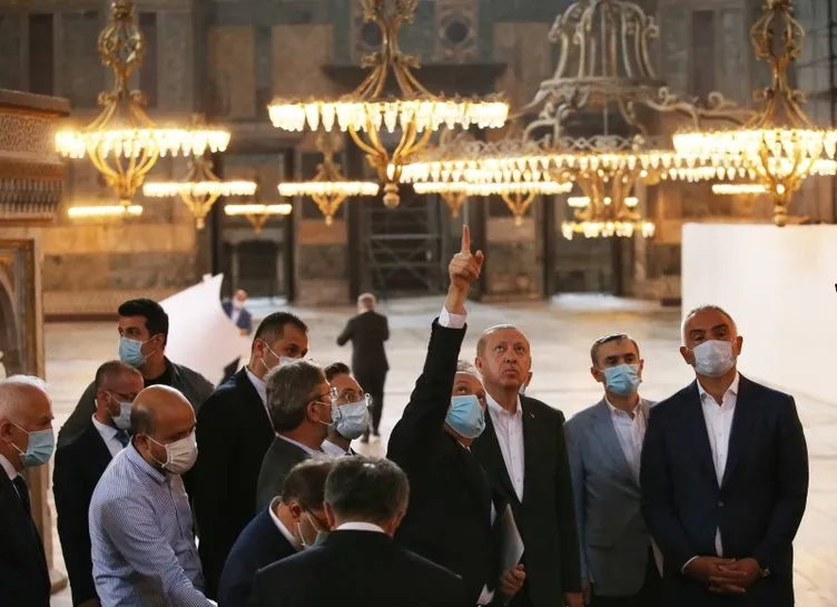 Son dakika: Başkan Erdoğan Ayasofya'da incelemelerde bulundu