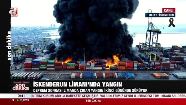 Deprem sonrası İskenderun Limanı'nda yangın!
