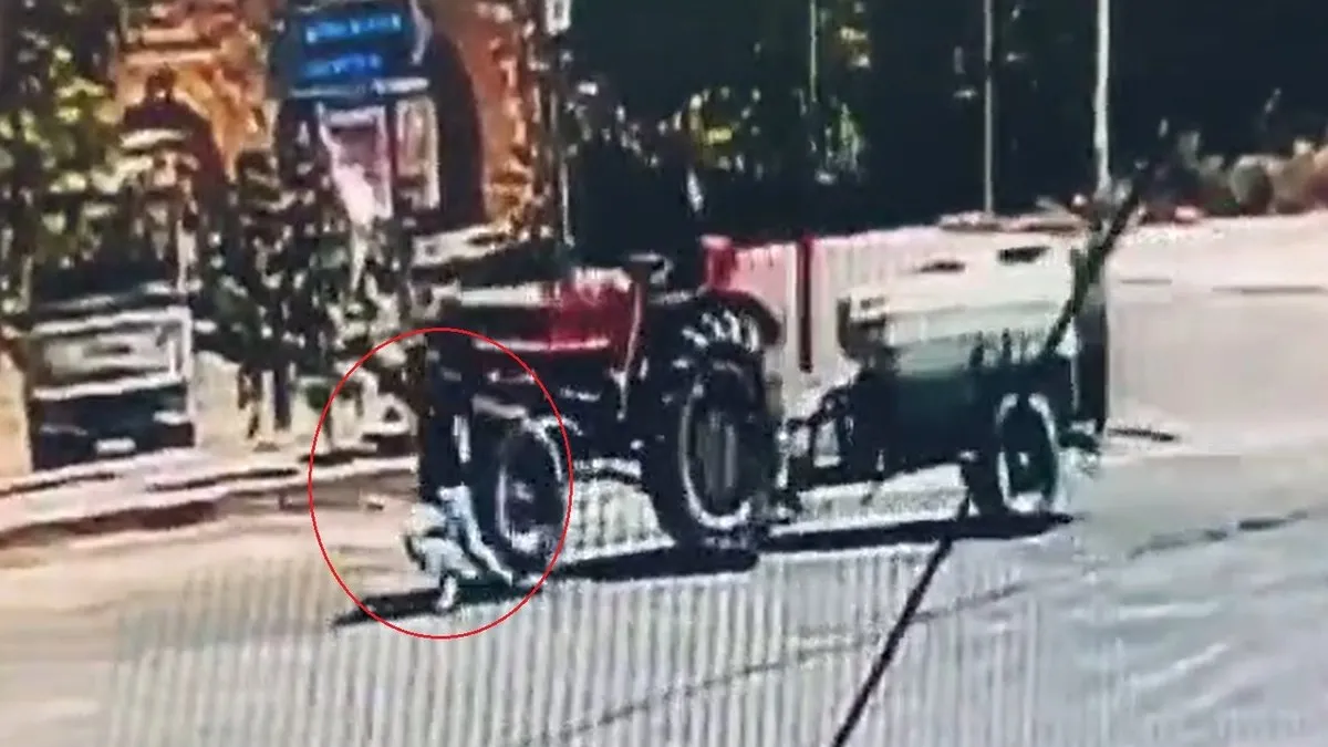 15 yaşındaki sürücünün kullandığı traktörden düşüp ağır yaralandı; o anlar kamerada