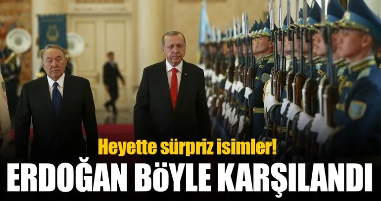 Cumhurbaşkanı Erdoğan Kazakistan’da resmi törenle karşılandı