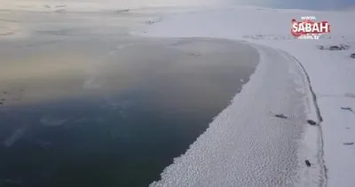 40 kilometrekarelik alana sahip Nazik Gölü dondu | Video