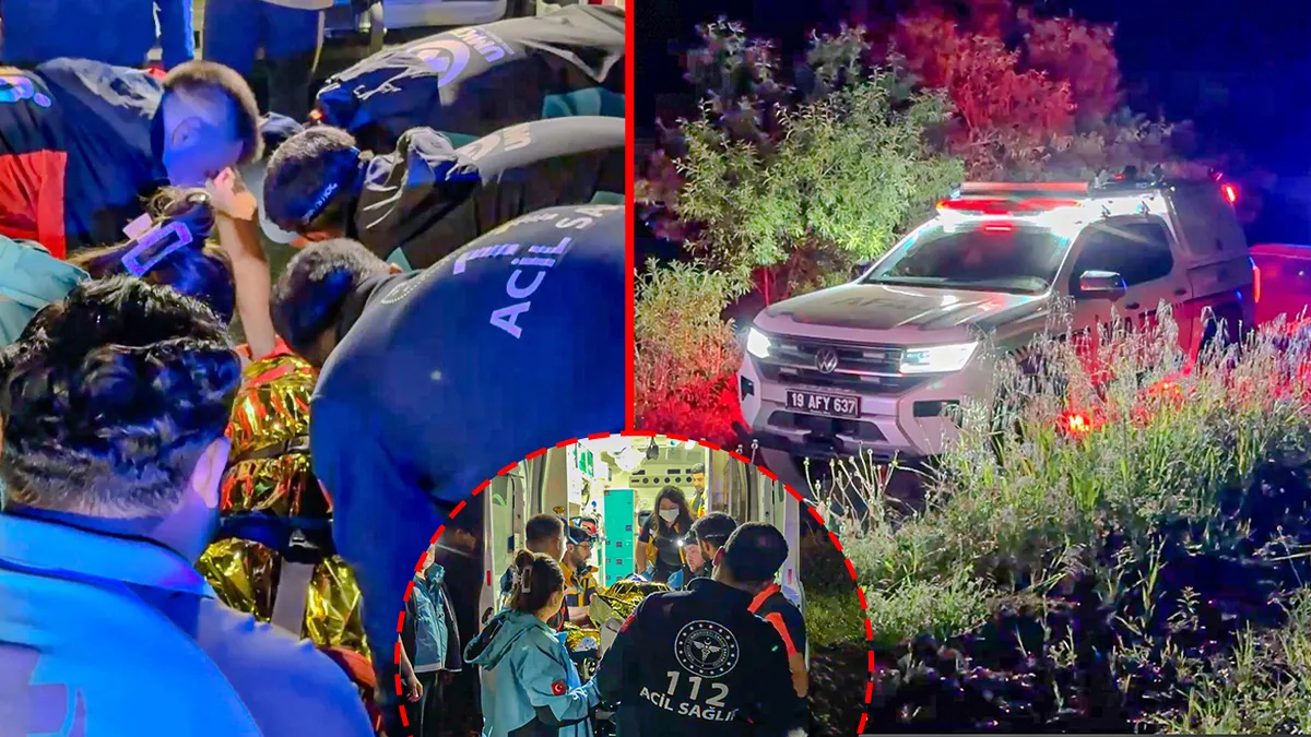 Çorum'da kaza yapan yamaç paraşütçüsünün kurtarılma çalışmaları sırasında olay yerinden görüntü