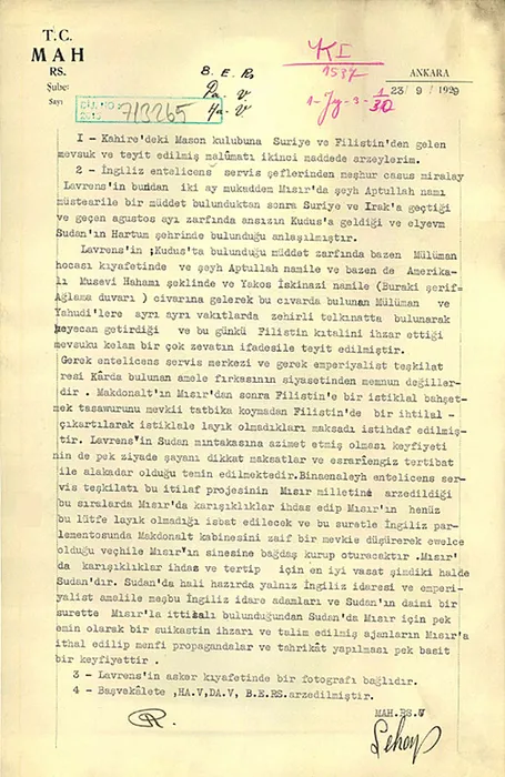 MİT arşivi açtı: Arabistanlı Lawrence’in gizli faaliyetleri gözler önünde