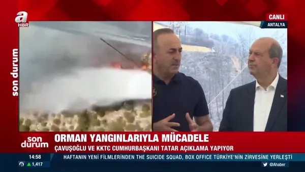 Bakan Çavuşoğlu ve Ersin Tatar'dan yangınlarla ilgili açıklama | Video